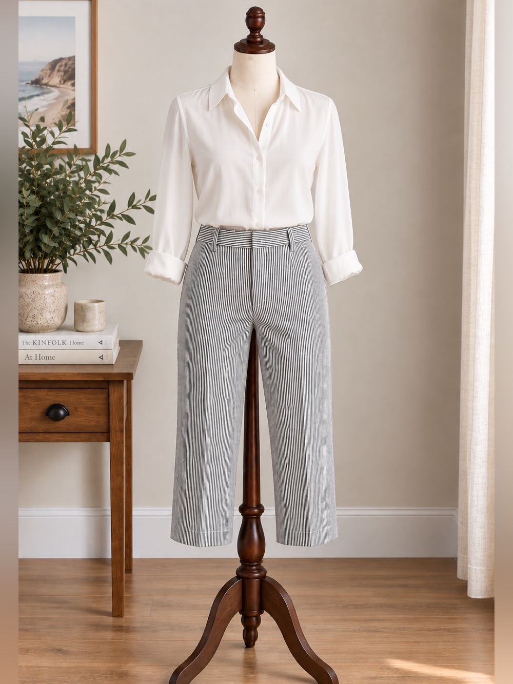 Jones New York Pinstripe Pants 10P Office Siren Corporate Chic Straight Leg